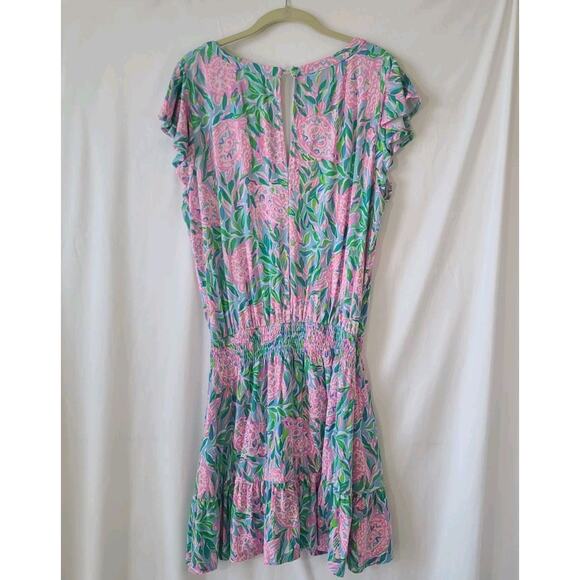 Lilly Pulitzer French Blue Turtely Ravi Short Sleeve Romper Large - Picture 7 of 9